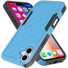 For iPhone 16 6.1inch Case Shockproof Dual Layer Lined Cover + Tempered Glass