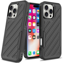 For iPhone 16 Pro 6.3in Case Shockproof Dual Layer Lined Cover + Tempered Glass