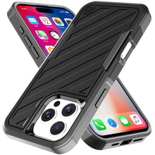 For iPhone 16 Pro 6.3in Case Shockproof Dual Layer Lined Cover + Tempered Glass