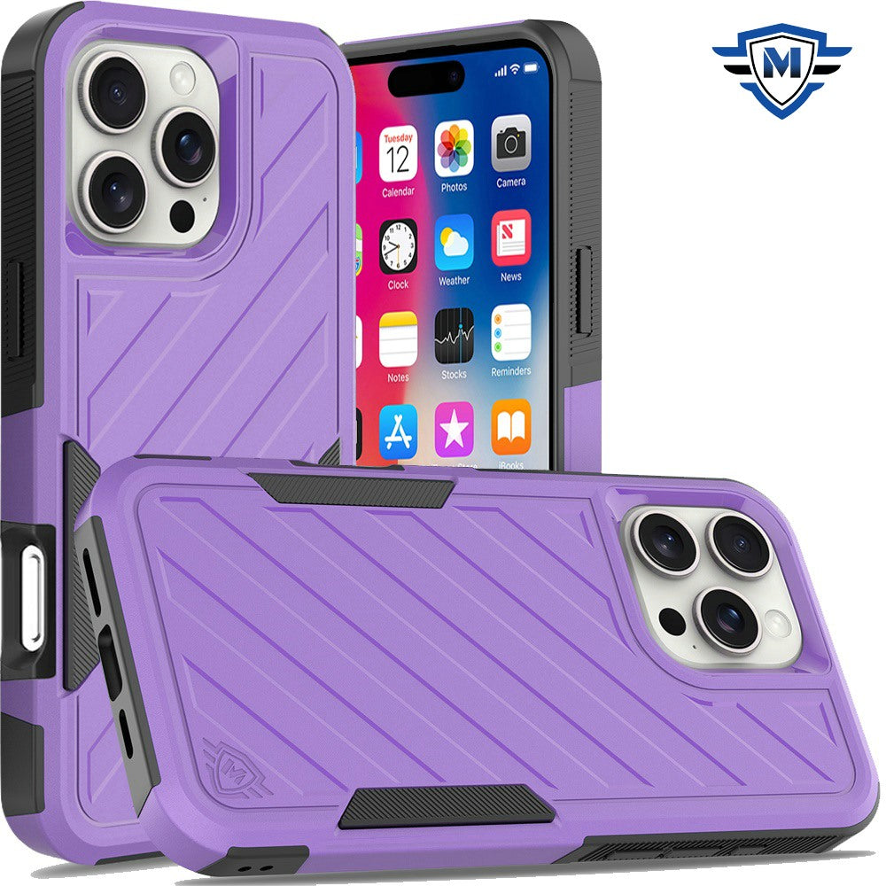 For iPhone 16 Pro 6.3in Case Shockproof Dual Layer Lined Cover + Tempered Glass