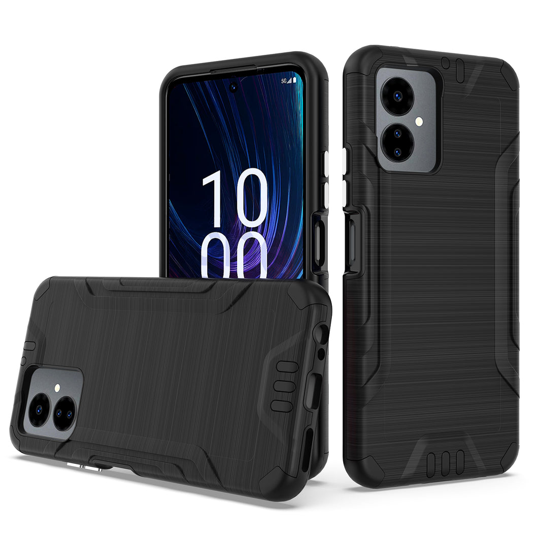 For Boost Celero 5G SC 2024 Case Premium Metallic Brushed Cover + Tempered Glass