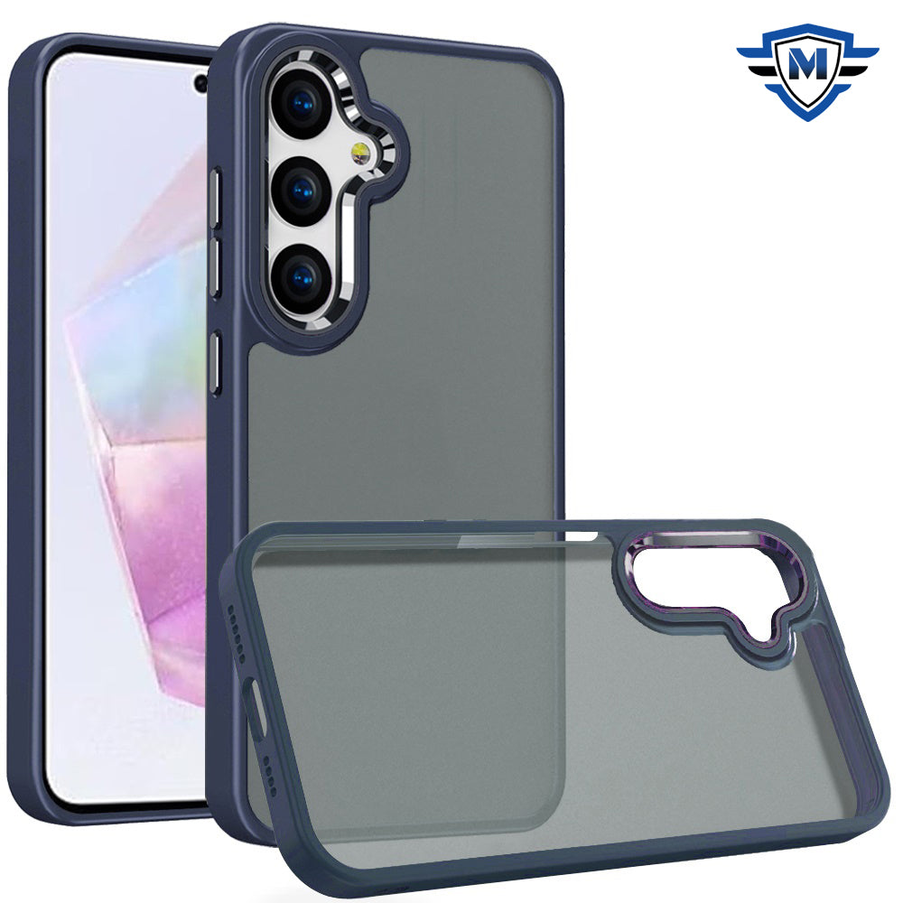 For Samsung A36 Case Thick Acrylic Hybrid Cover Metal Buttons + Tempered Glass