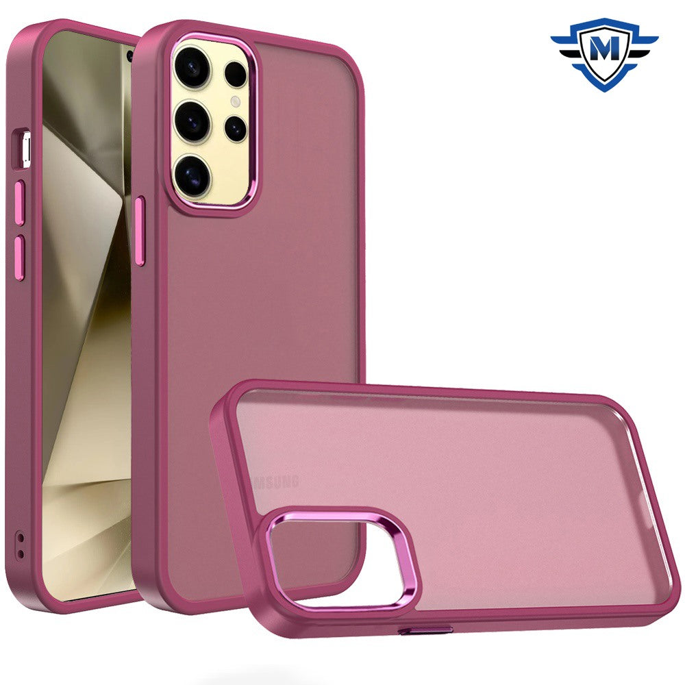 For Samsung Galaxy S24 Ultra Case Rubberized Thick Hybrid Cover w/ Metal Buttons