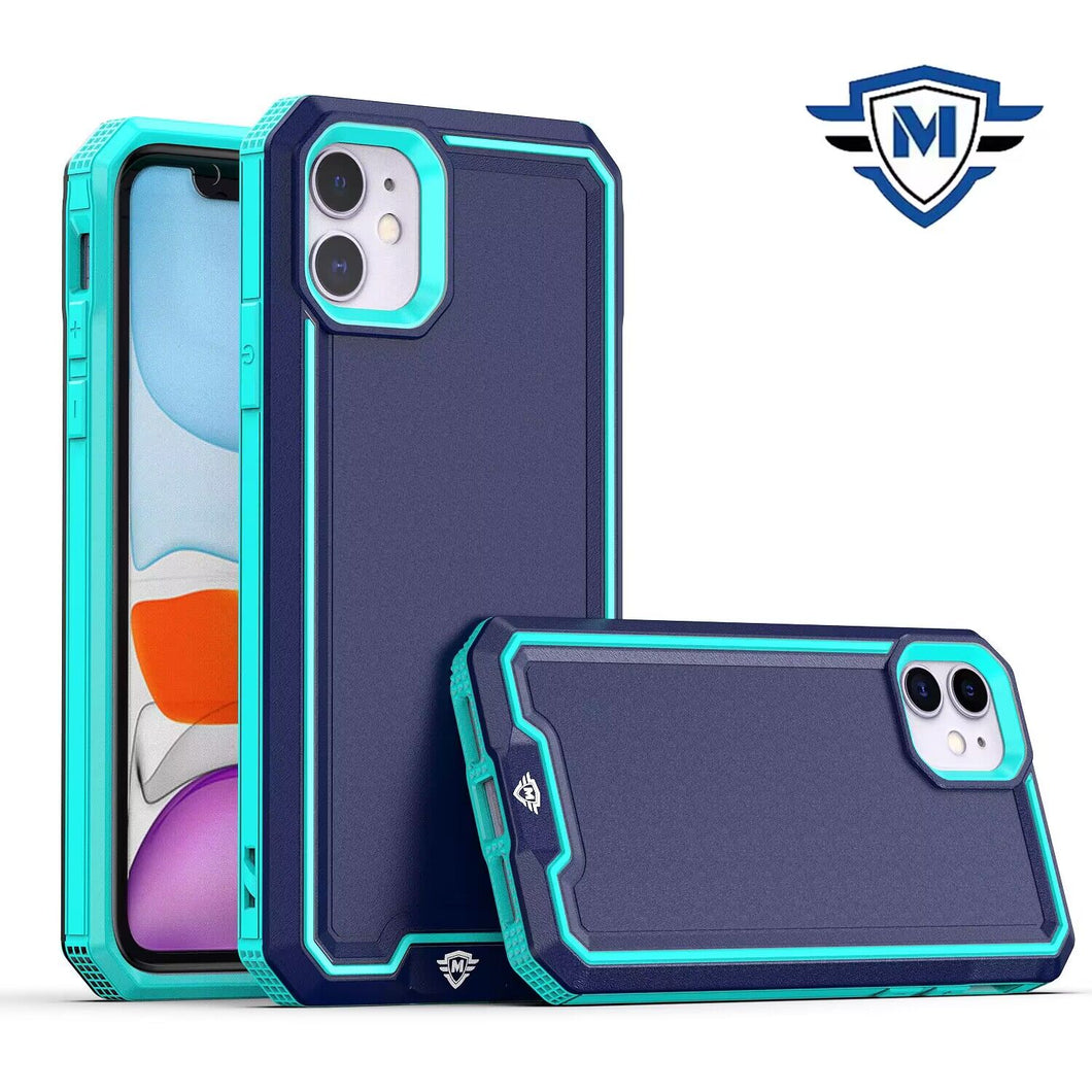 For iPhone 11 6.1 in. Case Strong Fused Protective Hybrid Cover + Tempered Glass