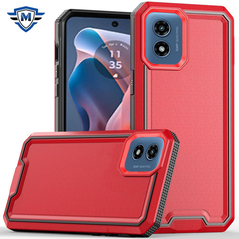 For Moto G Play 2024 Case Strong Fused Protective Hybrid Cover + Tempered Glass