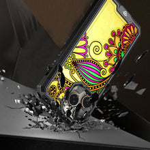 For iPhone 12/12 Pro Case Print Design Fused Hybrid Phone Cover + Tempered Glass