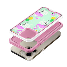 For iPhone 12/12 Pro Case Print Design Fused Hybrid Phone Cover + Tempered Glass