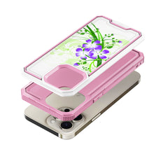 For iPhone 12/12 Pro Case Print Design Fused Hybrid Phone Cover + Tempered Glass