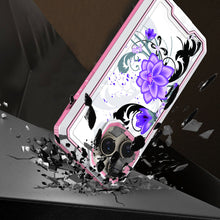 For iPhone 12/12 Pro Case Print Design Fused Hybrid Phone Cover + Tempered Glass