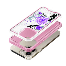 For iPhone 12/12 Pro Case Print Design Fused Hybrid Phone Cover + Tempered Glass