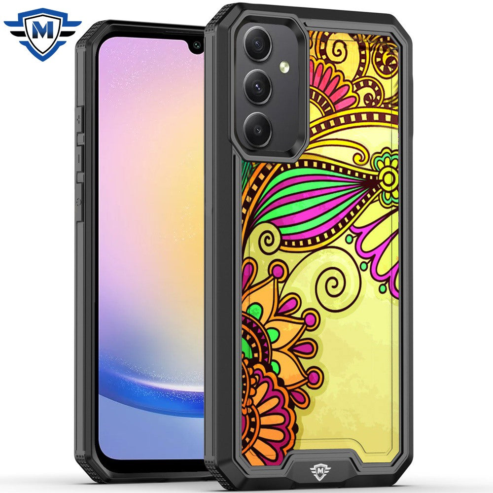 For Samsung A25 5G Case Print Design Fused Protective Cover + Tempered Glass