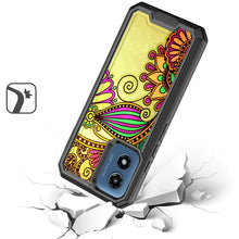 For Moto G Play 2024 Case Print Design Fused Shockproof Hybrid + Tempered Glass