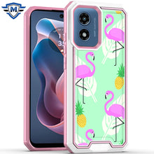 For Moto G Play 2024 Case Print Design Fused Shockproof Hybrid + Tempered Glass