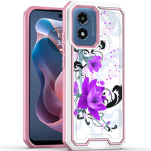 For Moto G Play 2024 Case Print Design Fused Shockproof Hybrid + Tempered Glass