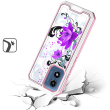 For Moto G Play 2024 Case Print Design Fused Shockproof Hybrid + Tempered Glass