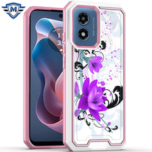 For Moto G Play 2024 Case Print Design Fused Shockproof Hybrid + Tempered Glass