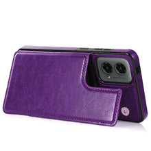 For Moto G 5G (2024) Case Luxury Magnetic Button Card PU Leather +Tempered Glass