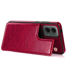 For Moto G 5G (2024) Case Luxury Magnetic Button Card PU Leather +Tempered Glass