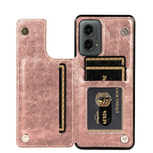 For Moto G 5G (2024) Case Luxury Magnetic Button Card PU Leather +Tempered Glass