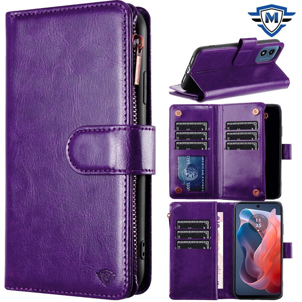 For Samsung A35 5G Case Luxury Vegan Leather Phone Wallet Cover + Tempered Glass