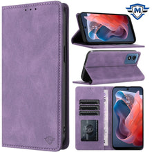 For Moto G Play 2024 Case Luxury Soft Vegan Leather Phone Wallet +Tempered Glass