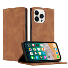 For iPhone 11 6.1 in. Case Luxury Soft Vegan Leather Wallet + Tempered Glass