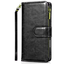 For iPhone 16 Pro 6.3in Case Luxury Vegan Leather Phone Wallet + Tempered Glass