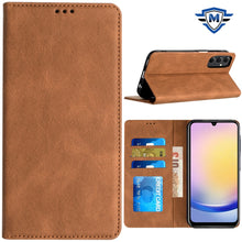 For Samsung A25 5G Case Luxury Soft Vegan Leather Phone Wallet + Tempered Glass