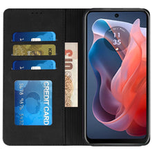 For Moto G Play 2024 Case Luxury Soft Vegan Leather Phone Wallet +Tempered Glass