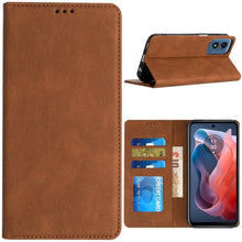 For Moto G Play 2024 Case Luxury Soft Vegan Leather Phone Wallet +Tempered Glass