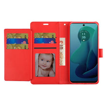 For Moto G 5G (2024) Case PU Leather Wallet w/ Extra Card Flap + Tempered Glass