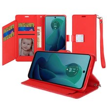 For Moto G 5G (2024) Case PU Leather Wallet w/ Extra Card Flap + Tempered Glass