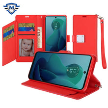 For Moto G 5G (2024) Case PU Leather Wallet w/ Extra Card Flap + Tempered Glass