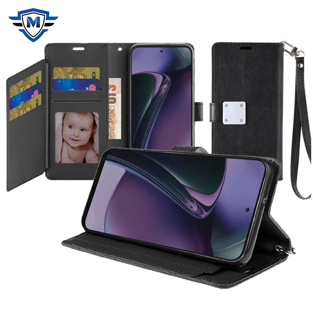 For Moto G Stylus 5G 2024 Case Vegan Leather Wallet w/ Card Flap +Tempered Glass