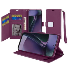 For Moto G Stylus 5G 2024 Case Vegan Leather Wallet w/ Card Flap +Tempered Glass