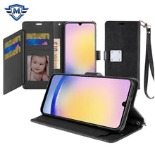 For Samsung A25 5G Case PU Leather Wallet with Extra Card Flap + Tempered Glass