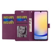 For Samsung A25 5G Case PU Leather Wallet with Extra Card Flap + Tempered Glass