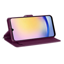 For Samsung A25 5G Case PU Leather Wallet with Extra Card Flap + Tempered Glass