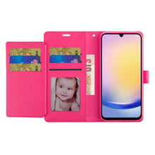 For Samsung A25 5G Case PU Leather Wallet with Extra Card Flap + Tempered Glass