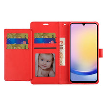 For Samsung A25 5G Case PU Leather Wallet with Extra Card Flap + Tempered Glass