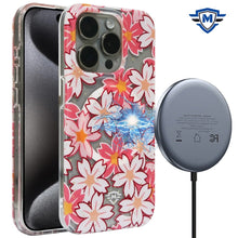 For iPhone 15 Case Premium Magnetic Circle Floral Print Cover + 2 Tempered Glass