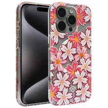 For iPhone 15 Case Premium Magnetic Circle Floral Print Cover + 2 Tempered Glass