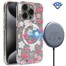 For iPhone 15 Case Premium Magnetic Circle Floral Print Cover + 2 Tempered Glass