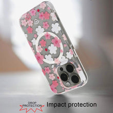 For iPhone 15 Case Premium Magnetic Circle Floral Print Cover + 2 Tempered Glass