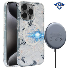 For iPhone 15 PRO Case Premium Magnetic Charging Floral Cover + 2 Tempered Glass