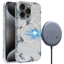 For iPhone 15 PRO Case Premium Magnetic Charging Floral Cover + 2 Tempered Glass