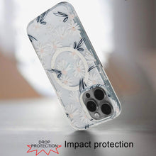 For iPhone 15 PRO Case Premium Magnetic Charging Floral Cover + 2 Tempered Glass