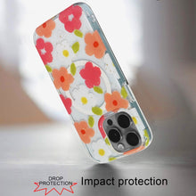 For iPhone 15 Case Premium Magnetic Circle Floral Print Cover + 2 Tempered Glass