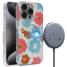 For iPhone 15 Case Premium Magnetic Circle Floral Print Cover + 2 Tempered Glass