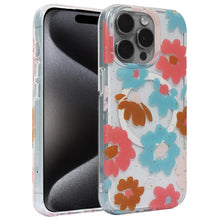 For iPhone 15 Case Premium Magnetic Circle Floral Print Cover + 2 Tempered Glass